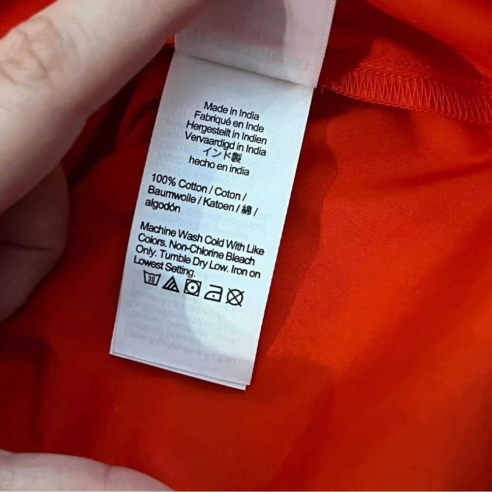 NWT J Crew Reimagined Orange Cotton Poplin Halter Bow Top Blouse Size XL